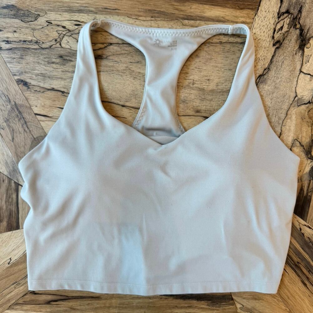 OFFLINE by Aerie Real Me Racerback Sports Bra Cropped Tank Top Neutral Tan XL